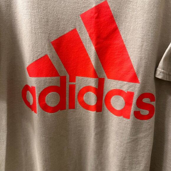 Adidas Men's Tan/Red Climate Perfrmance Tee Logo Short Sleeve T-Shirt Size XL - Picture 4 of 5